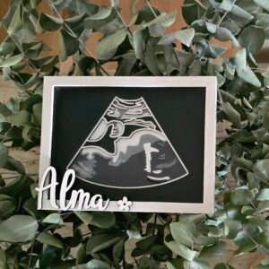 Ecografía de madera enmarcada